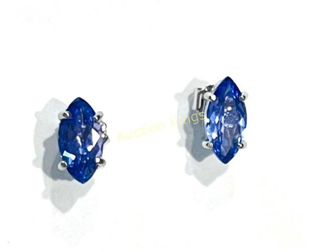 PRISTINE MARQUIS CUT 1CT TANZANITE EARRINGS (1 of 1)