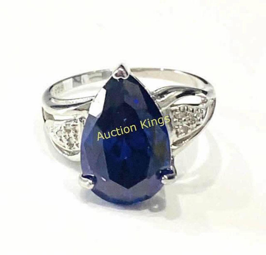 AMAZING 6CT PEAR CUT MIDNIGHT BLUE QUARTZ RING (1 of 1)