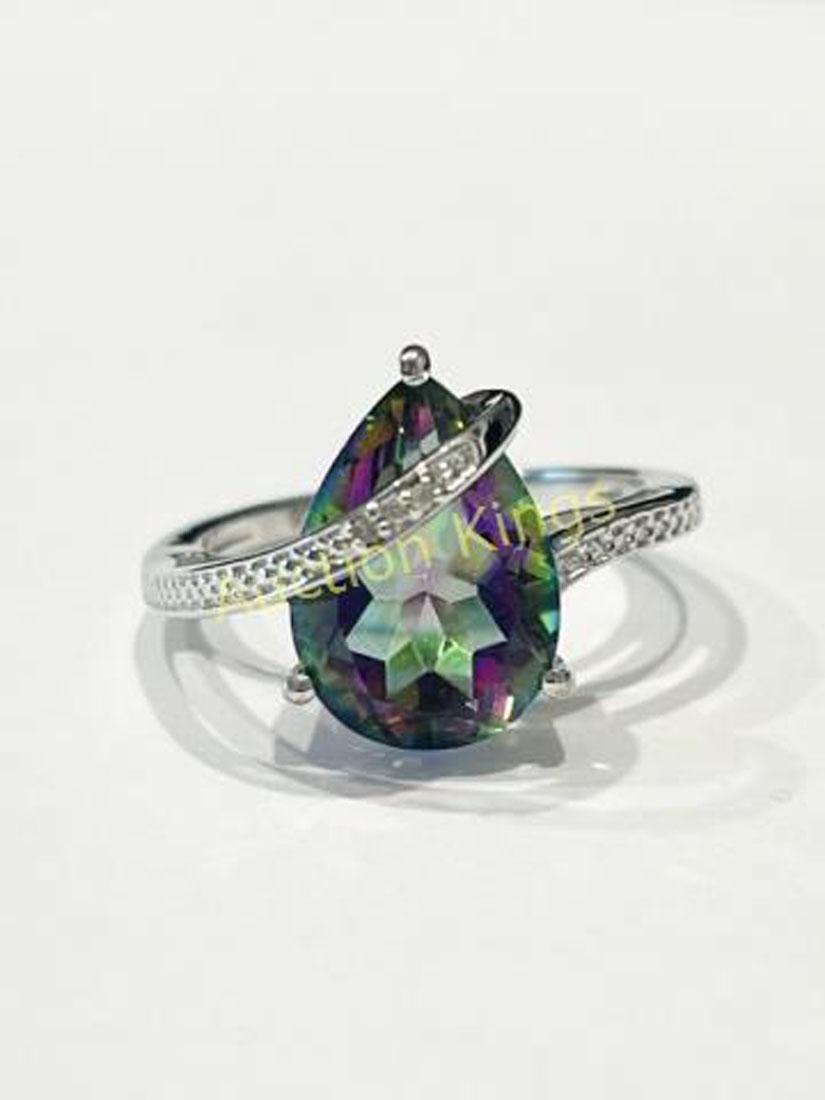 FABULOUS 6CT MYSTIC TOPAZ ART DECO STERLING RING (1 of 1)