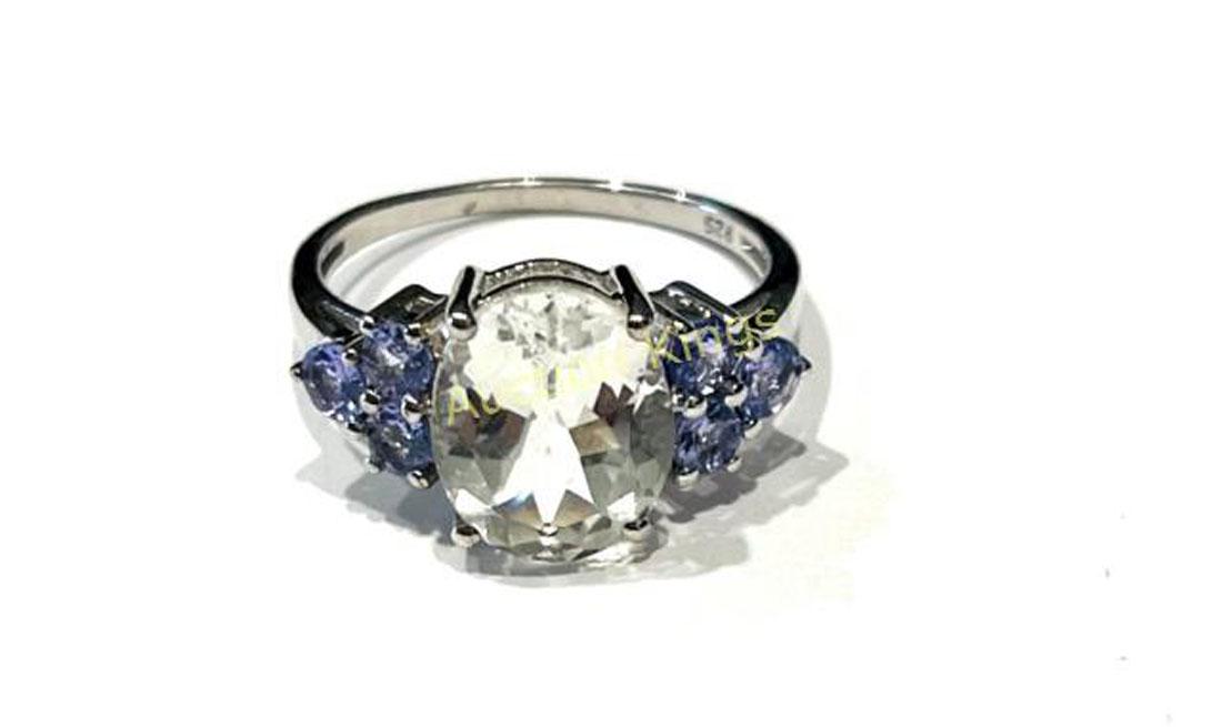 BEAUTIFUL GREEN AMETHYST/TANZANITE STERLING RING (1 of 1)