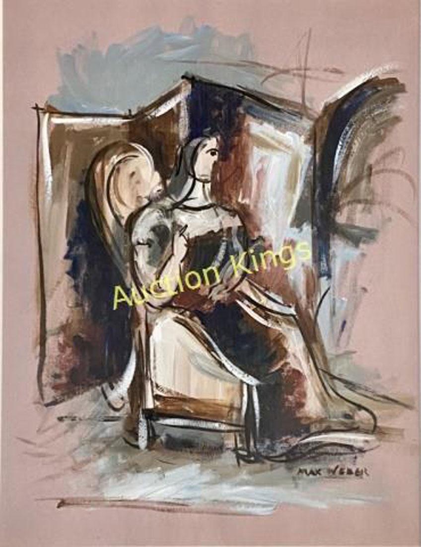 MAX WEBER MIXED MEDIA ON PAPER (CUBAN) V$42,000: MEASUREMENTS:17"WX21"H, FRAMED MINT CONDITION/"in the style of" Max Weber (April 18, 1881 â€“ October 4, 1961) was a Jewish-American painter and one of the first American Cubist MEASUREMENTS:17"W