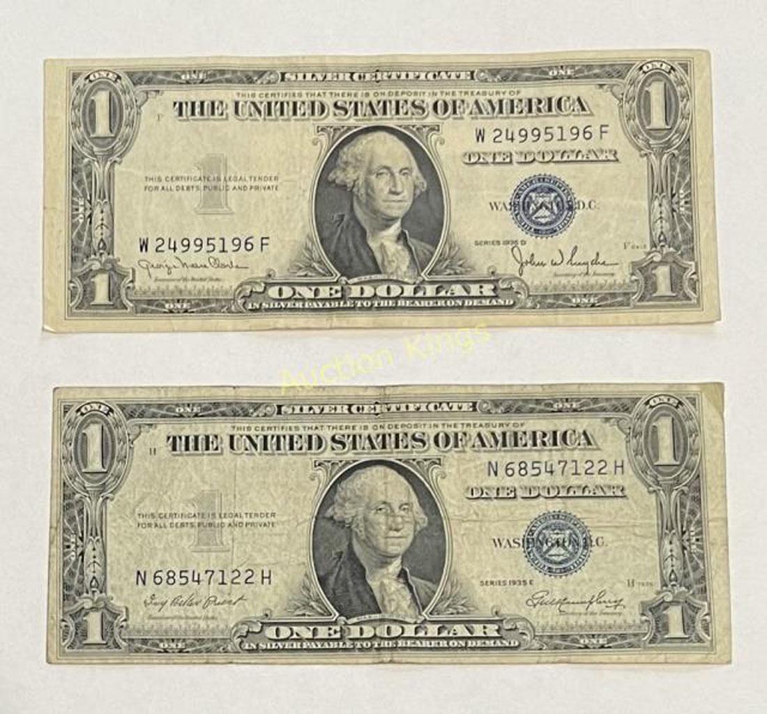 1935D and 1935E $1 SILVER CERTIFICATES (1 of 2)