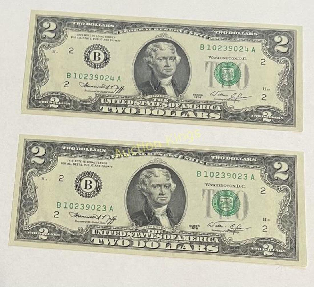 (2) 1976 CRISP UNCIRCULATED $2 BILLS (1 of 2)