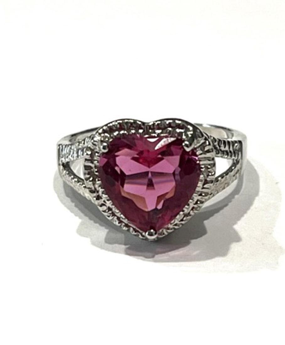 STELLAR HEART SET 4CT PINK QUARTZ RAISED SET RING (1 of 1)