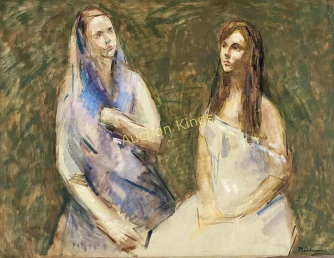 MAX LIEBERMANN IMPRESSIONIST OIL/CANVAS V$28,000: MEASUREMENTS: 49"WX37"H , NO FRAME, MINT CONDITION/"in the style of" Max Liebermann was a German painter and printmaker of Ashkenazi Jewish ancestry, and one of the leading proponents of Impressionism