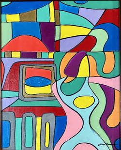 JEAN DEWASNE ABSTRACT OIL ON CANVAS V$15,000: MEASUREMENTS:19"WX23"H FRAMED, MINT CONDITION/"in the style of" Jean Dewasne was born in Lille, France on May 21, 1921. In 1945, Dewasne joined a circle of artists including Deyrolle, Hartung, Marie R