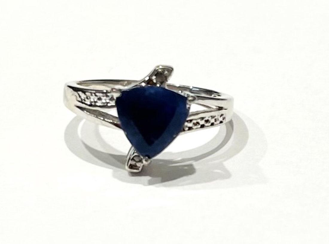 STUNNING 2CT BLUE SAPPHIRE/DIAMOND STERLING RING (1 of 1)