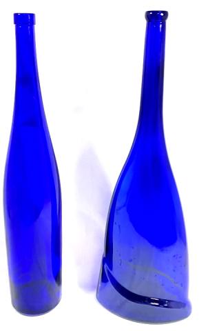 LOT OF 2 VINTAGE COBALT TALL DECORATIVE BOTTLES (1 of 1)