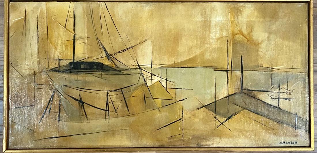 E.P. WELSH  OIL ON CANVAS ABSTRACT PAINTING (1 of 3)