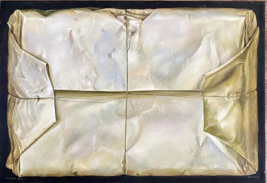 CLAUDIO BRAVO OIL ON CANVAS ABSTRACT V$33,000: MEASUREMENTS: 27"H X39"W NO FRAME, MINT CONDITION/"in the style of" Claudio Nelson Bravo Camus was a Chilean hyperrealist painter. He was greatly influenced by Renaissance and Baroque artists, as well