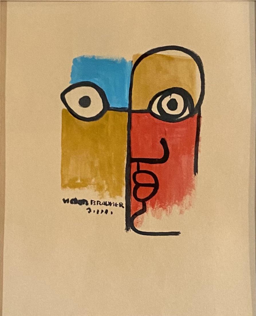 VICTOR BRAUNER MIXED MEDIA ON PAPER V$8,000: MEASUREMENTS:14"WX17"H FRAMED, MINT CONDITION/"in the style of"Victor Brauner was a Romanian painter and sculptor of the surrealist movement. In 1938, he returned to France. On 28 August, he lost his