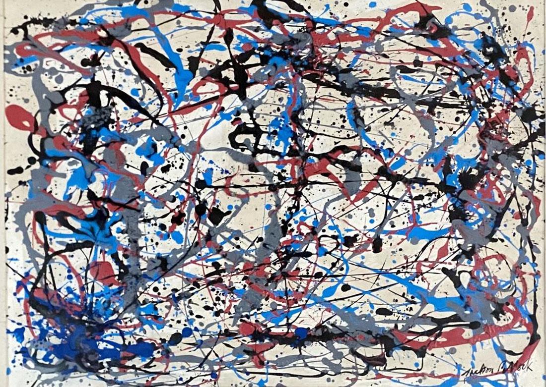 JACKSON POLLOCK ABSTRACT DRIP ON PAPER V$79,000 (1 of 3)