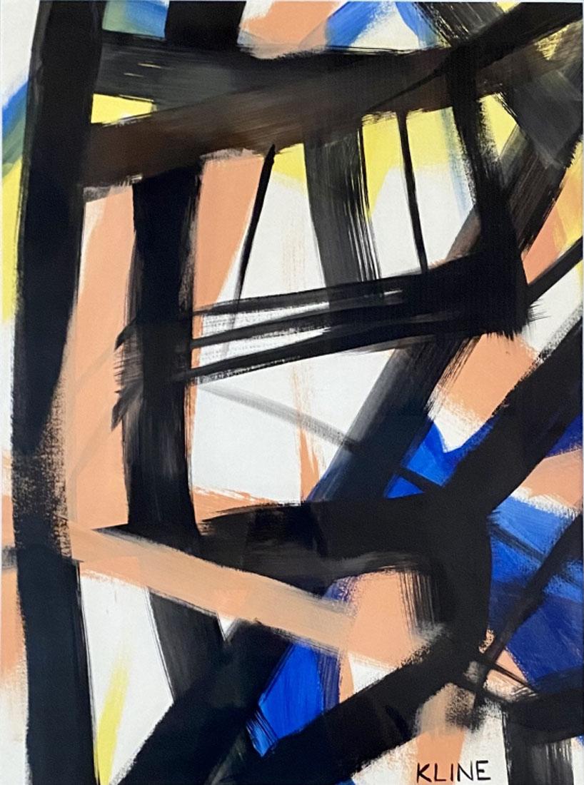 FRANZ KLINE POLYCHROMATIC OIL ON PAPER V$23,000: MEASUREMENTS:26"WX32"H FRAMED, MINT CONDITION/"in the style of" Franz Kline was an American painter. He is associated with the Abstract Expressionist movement of the 1940s and 1950s. Kline's artistic