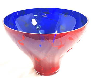 GORGEOUS MODERNISTIC RED/BLUE ITALIAN GLASS BOWL