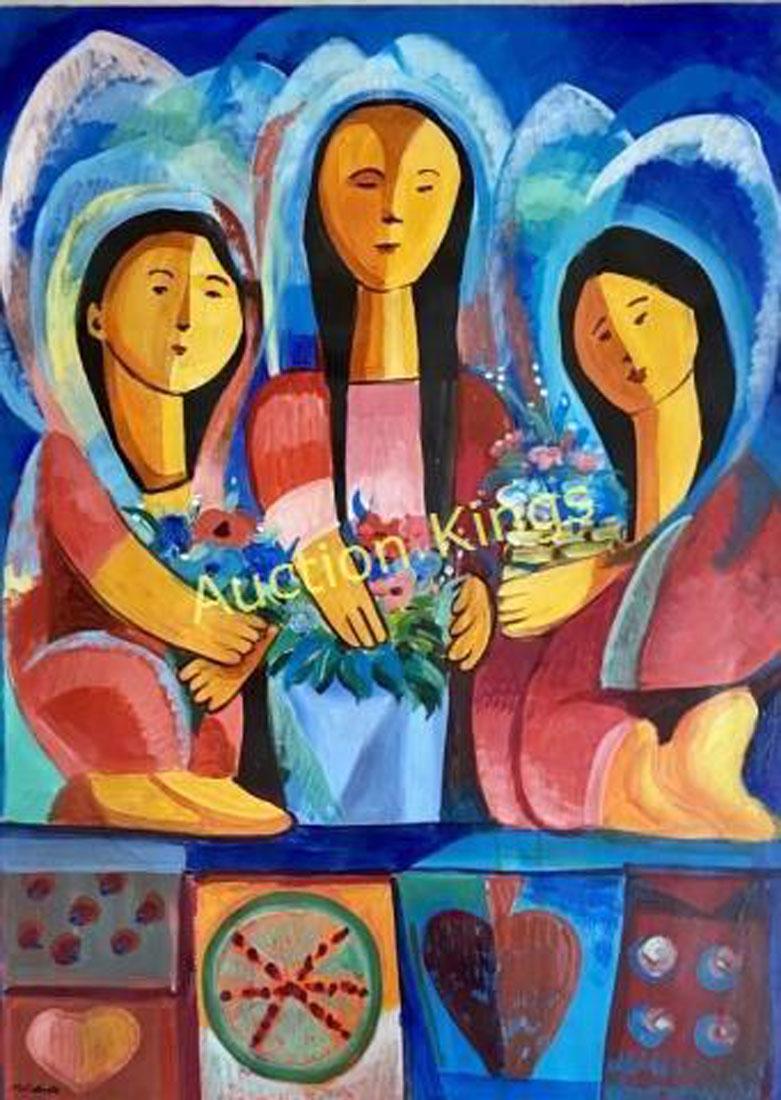 MAURO MALANG SANTOS OIL ON PAPER V$47,000: MEASUREMENTS:26"WX36"H FRAMED AND MATTED/MINT CONDITION/"in the style of"Mauro Malang Santos, commonly known by the mononym Malang, was a Filipino and award-winning cartoonist, illustrator, and fine a