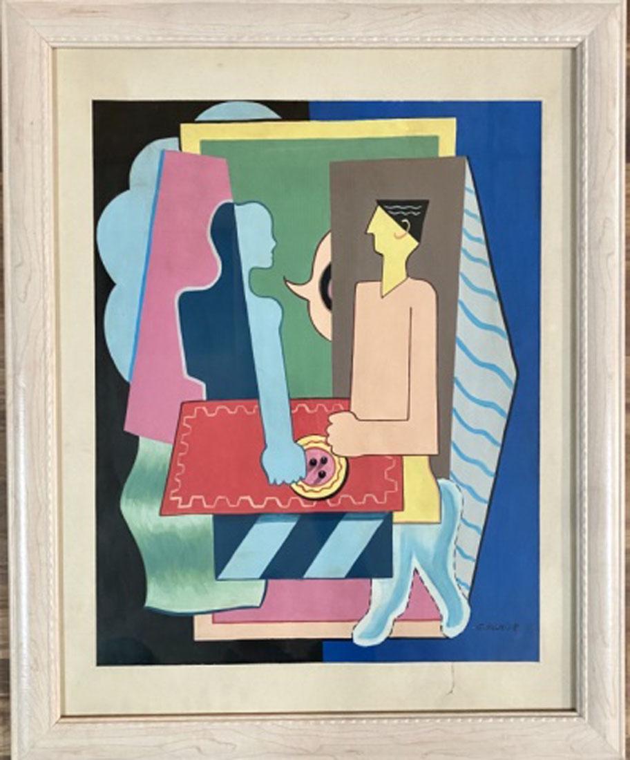GEORGES VALMIER MIXED MEDIA ON PAPER V$21,000: MEASUREMENTS:26"WX31"H FRAMED, MINT CONDITION "in the style of"Georges Valmier (11 April 1885 â€“ 25 March 1937) was a French painter. His work encompassed the great movements in the modern histo