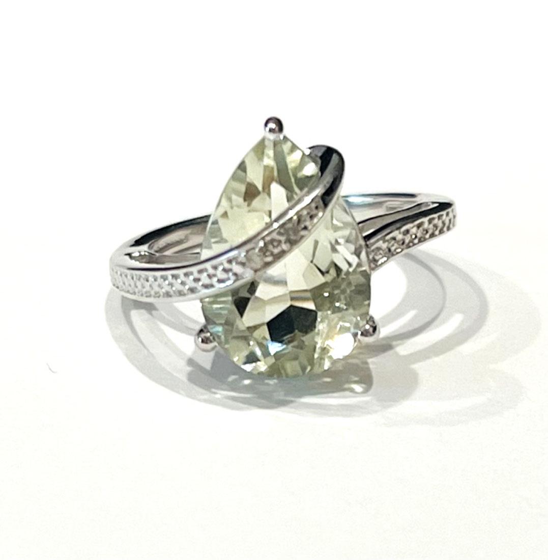 AMAZING 5CT PEAR CUT GREEN AMETHYST DECO RING (1 of 1)