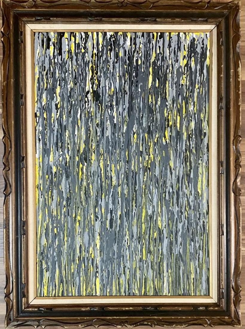 LARRY POONS (LARGE) ABSTRACT OIL ON CANVAS V$44,000: MEASUREMENTS:31"WX44"H FRAMED, MINT CONDITION/"in the style of"Lawrence M. "Larry" Poons is an American abstract painter. Poons was born in Tokyo, Japan, and studied from 1955 to 1957 at the New Engla