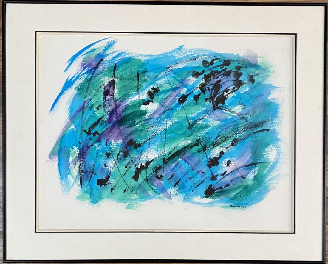 ANTONIO BANDEIRA (BRAZIL) OIL PAINTING V$35,000: MEASUREMENTS:28"HX36"W FRAMED AND MATTED, MINT CONDITION"in the style of"Antonio Bandeira was a Brazilian artist born in 1922 in Fortaleza, Brazil. He was among the top Brazilian abstract artists of t