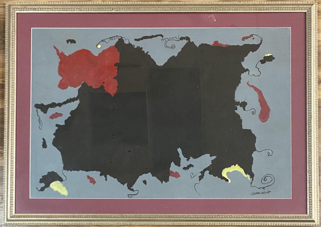 WILLI BAUMEISTER (GERMANY) ABSTRACT OIL ON PAPER (1 of 3)