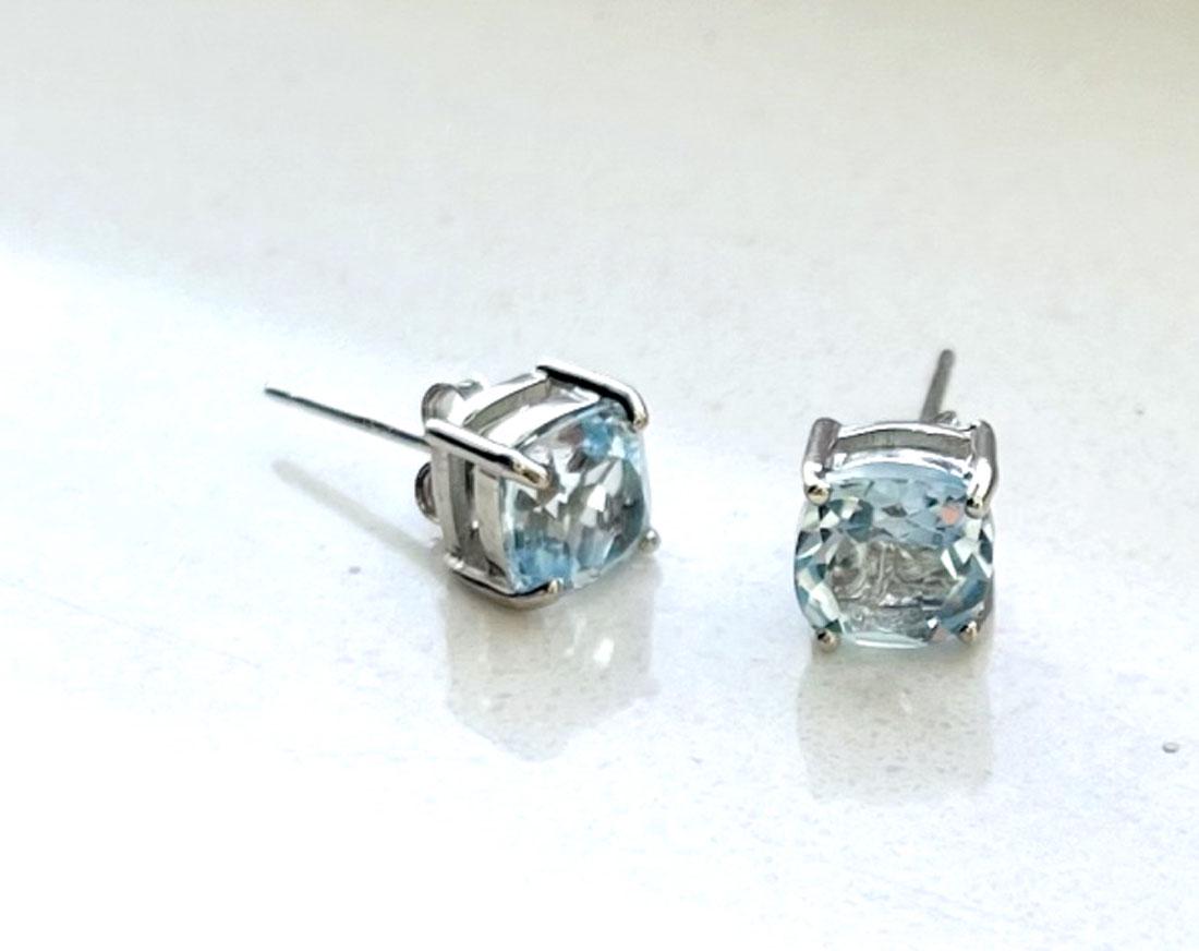 CLASSIC CUSHION CUT BLUE TOPAZ 1CT EARRINGS (1 of 1)