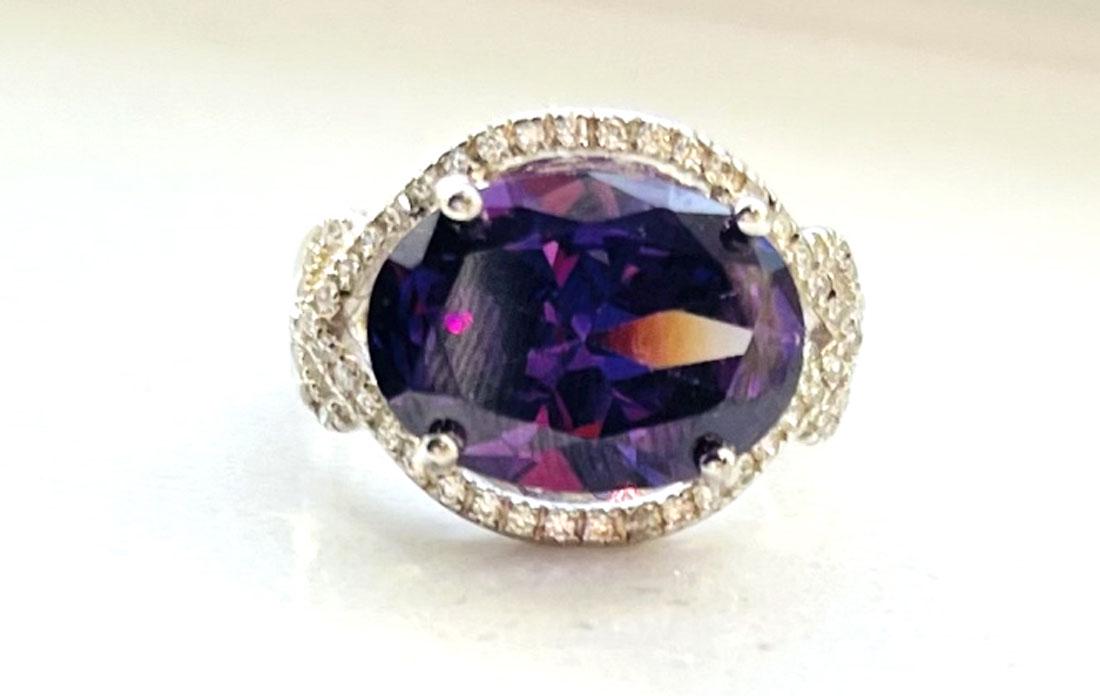 GORGEOUS ART DECO 5CT LAVENDER QUARTZ ESTATE RING (1 of 2)
