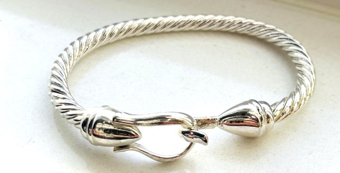 LADIES LOVELY HOOK CLOSURE STERLING ROPE BRACELET (1 of 1)