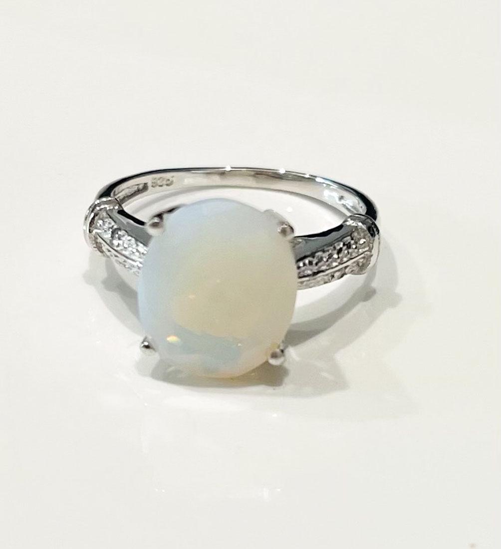 HUGE 4CT FIRE OPAL OVAL SET STERLING SILVER RING (1 of 1)