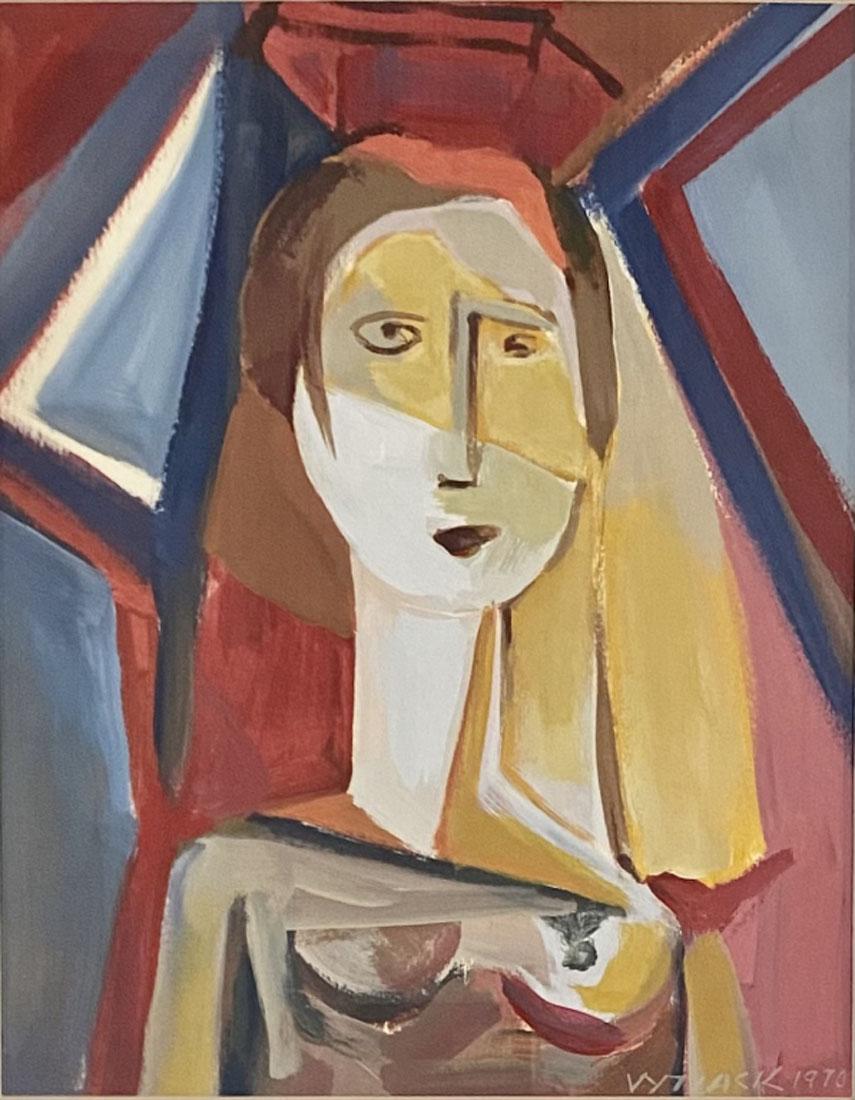 VACLAV VYTLACIL (AMERICAN 1892-1984) ABSTRACT OIL PAINTING: MEASUREMENTS:15"WX15"H FRAMED, MINT CONDITION/"in the style of"Vaclav Vytlacil was an American artist and art instructor, and was among the earliest and most influential advocates of Hans Hofmann's te