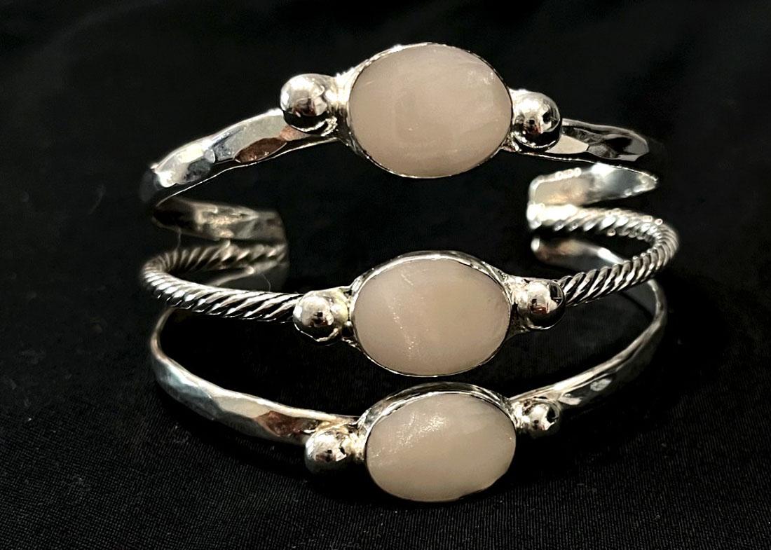 TRIPLE SET FIRE OPAL STERLING CUFF BRACELET (1 of 1)