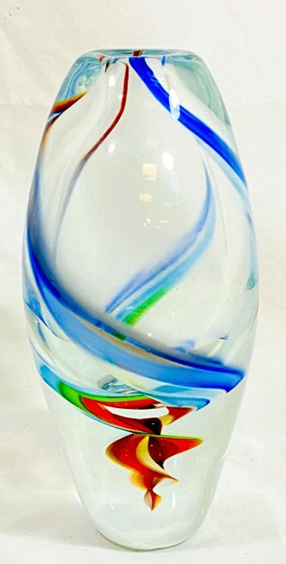 GORGEOUS MURANO MULTI SWIRL 3D TWIST VASE (1 of 2)
