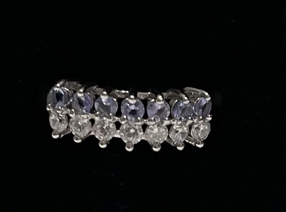 GORGEOUS GENUINE TANZANITE/WHITE TOPAZ 1CT RING (1 of 1)