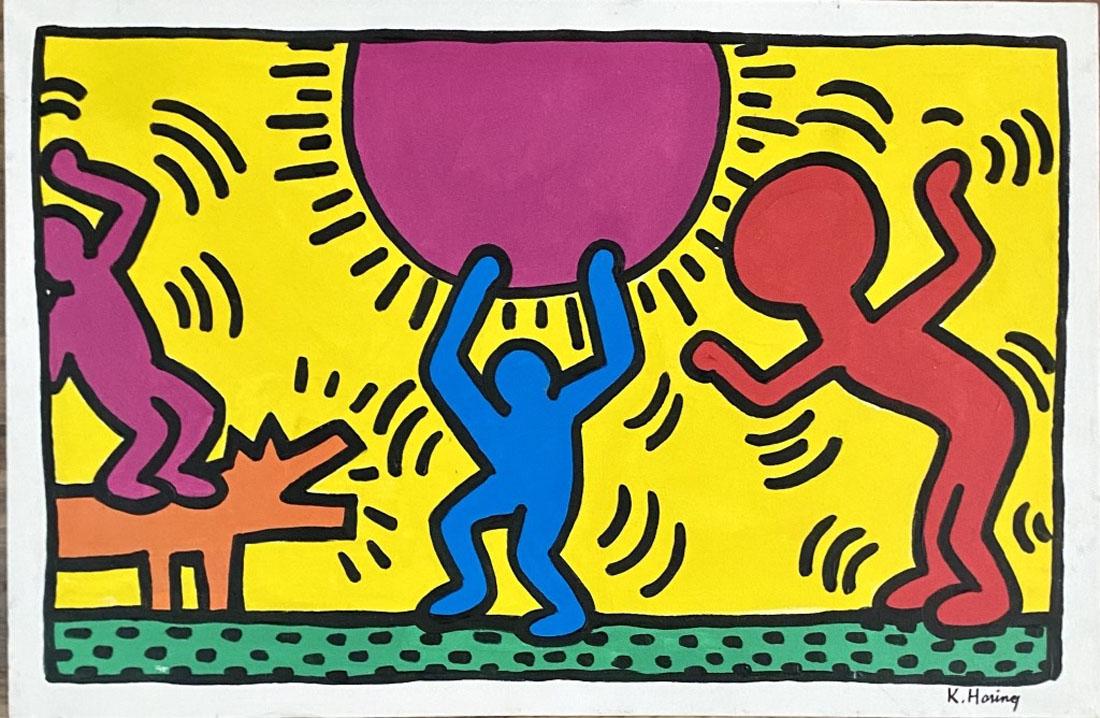 KEITH HARING POP ART OIL ON CANVAS (1958-1990) (1 of 3)