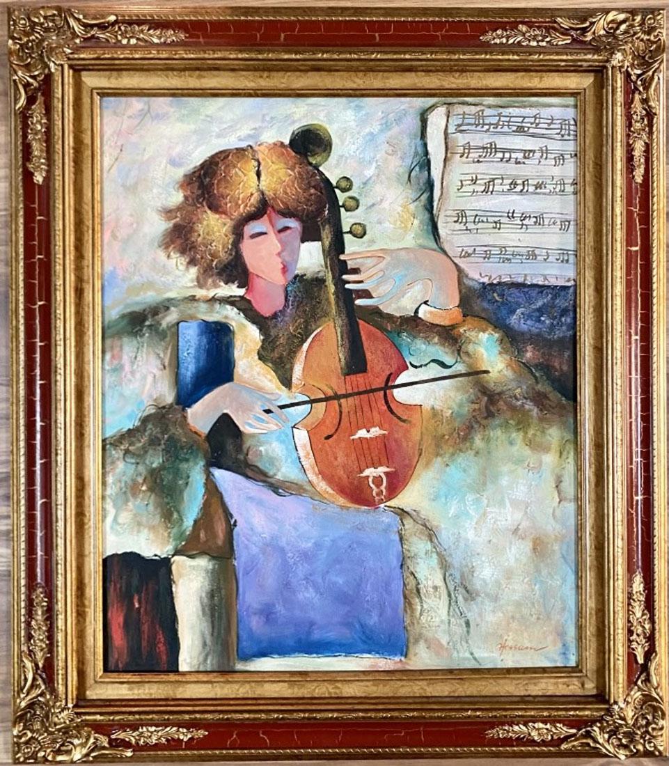 HESSAM ABRISHAMI (B.1951) FIGURATIVE GICLEE': MEASURMENTS:27"WX32"H FRAMED, MINT CONDITION/"in the style of"Hessam Abrishami is an Iranian-born American artist, he works in multiple media including painting and sculpture. He currently lives in Fo