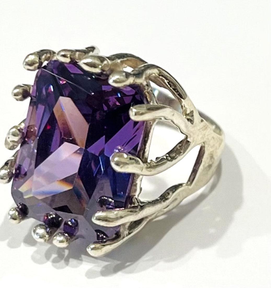 STUNNING MEXICAN 950 STERLING 10CT AMETHYST RING (1 of 1)