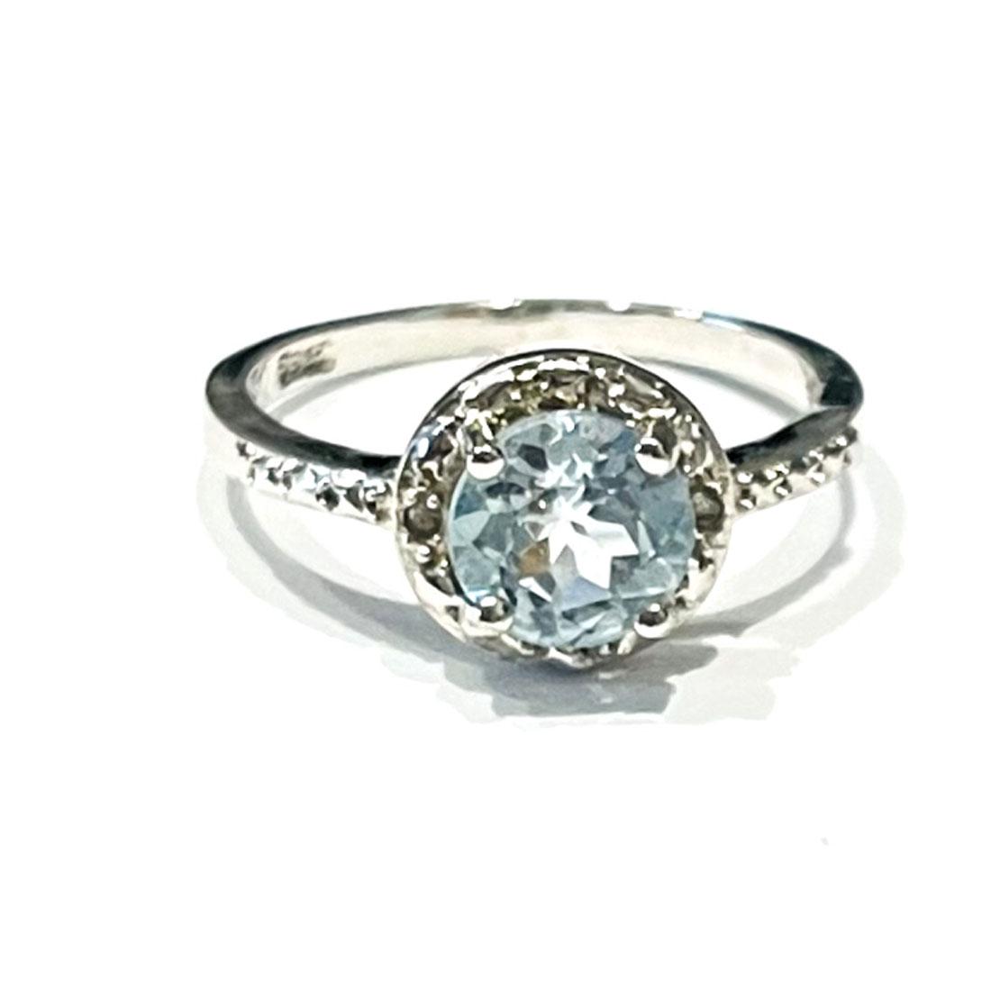 CLASSIC SKY BLUE TOPAZ 1CT ROUND STERLING RING (1 of 1)