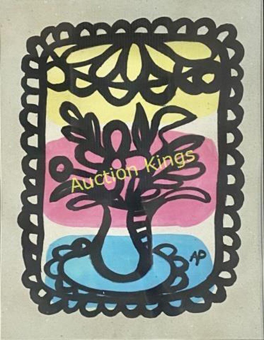 AMELIA PALEAZ (1896-1968) ABSTRACT OIL ON PAPER (1 of 3)