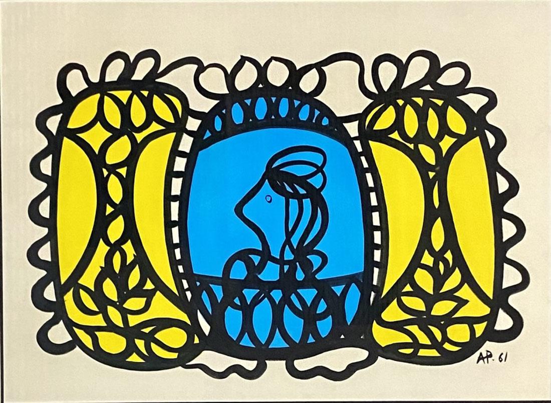 AMELIA PALEAZ OIL ABSTRACT ON PAPER (CUBA): MEASUREMENTS:29"HX36"W FRAMED, MINT CONDITION/"in the style of"Amelia PelÃ¡ez was born in 1896 in Yaguajay, in the former Cuban province of Las Villas (now Sancti SpÃ­ritus Province). She was the 