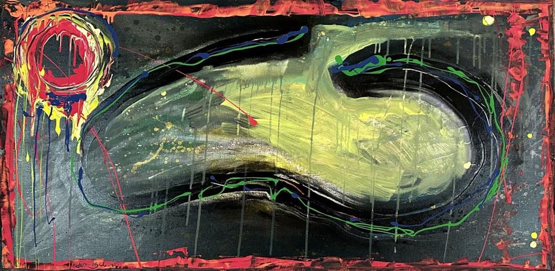 JOHN HOYLAND ABSTRACT OIL ON CANVAS (BRITISH) (1 of 3)