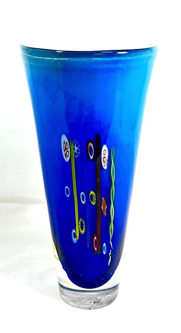 AAMZING HEAVY MURANO MILIFIORI ABSTRACT GLASS VASE (1 of 1)