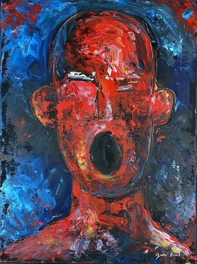 JIM DINE ABSTRACT OIL ON CANVAS (B.1935): MEASURMENTS:18"WX24"H NO FRAME, MINT CONDITION/"in the style of"Jim Dine is an American artist whose Å“uvre extends over sixty years. Dineâ€™s work includes painting, drawing, printmaking, scu