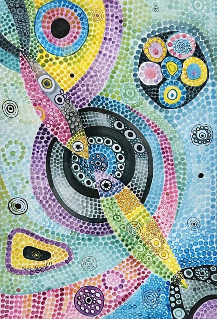 NENA SAGUIL (1914-1994) MODERN WATERCOLOR/PAPER (1 of 3)