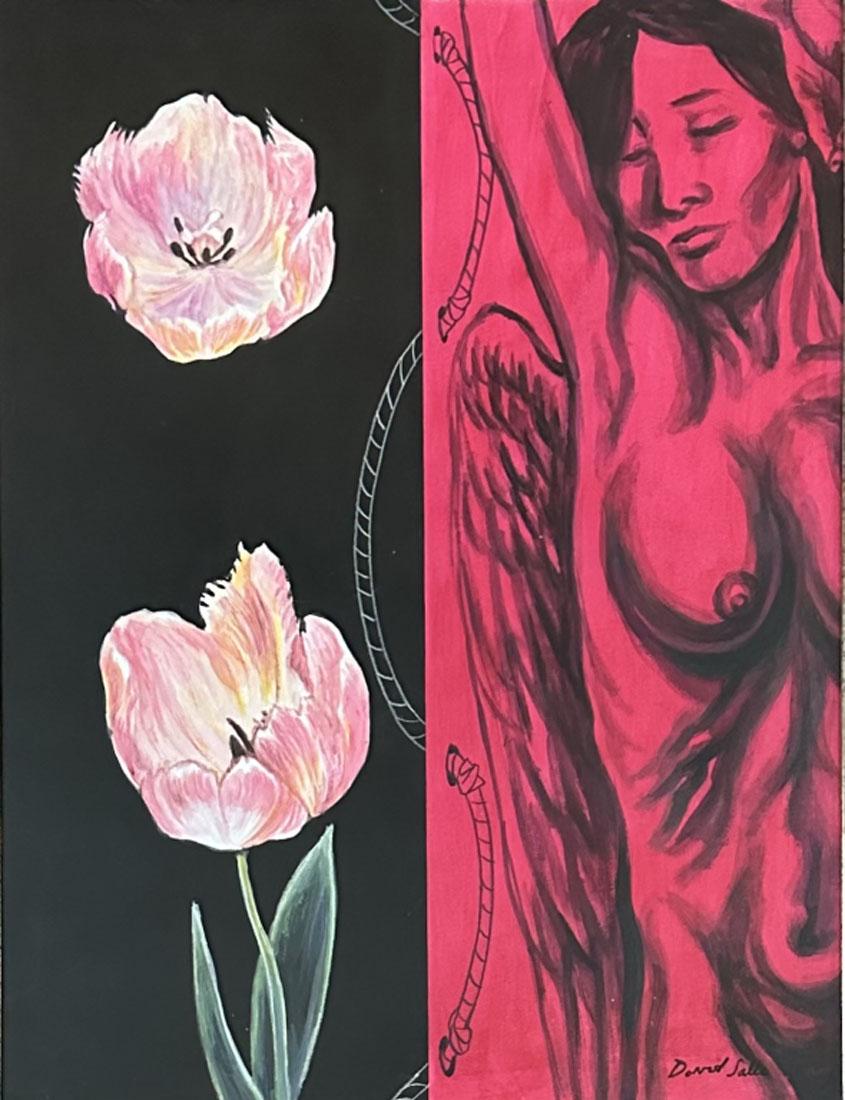 DAVID SALLE MIXED MEDIA FIGURATIVE (B. 1952) (1 of 3)