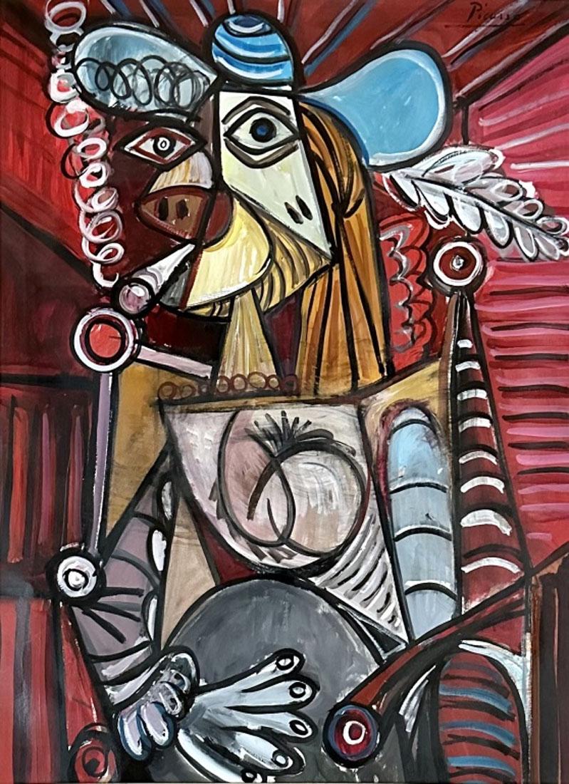 PABLO PICASSO ABSTRACT OIL ON PAPER (1881-1973) (1 of 3)