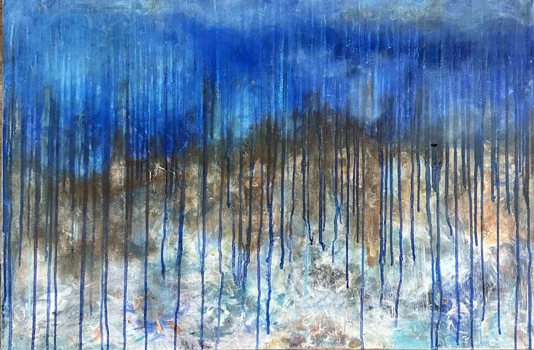 HERMANN NITSCH (1938-2022) OIL ON CANVAS: MEASUREMENTS:24"HX36"W NO FRAME, MINT CONDITION/"in the style of"Hermann Nitsch was an Austrian contemporary artist and composer. His art encompassed wide-scale performances incorporating theater, mul