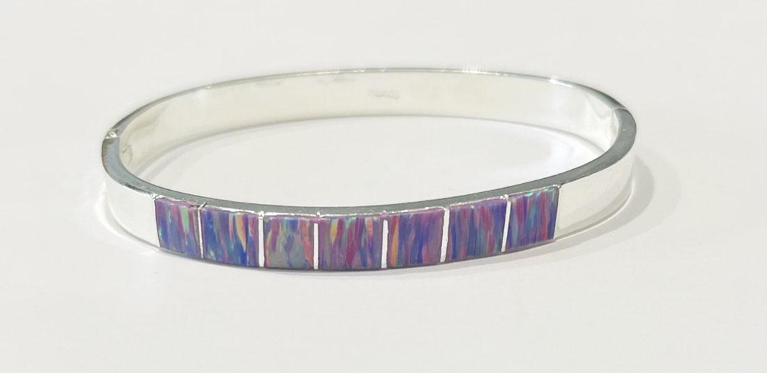 DAZZLING PINK FIRE OPAL MEXICAN STERLING BRACELET (1 of 1)