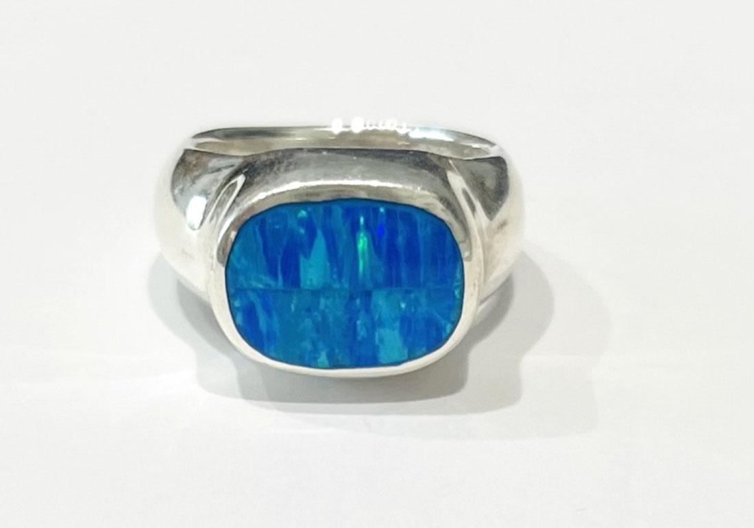 SHIMMERING BLUE GREEN MEXICAN STERLING SILVER RING (1 of 1)