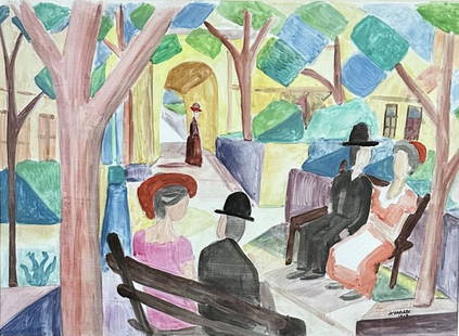 AUGUST MACKE (1887-1914) WATERCOLOR ON PAPER: MEASURMENTS:31"HX37"W FRAMED, MINT CONDITION/"in the style of"August Robert Ludwig Macke was a German Expressionist painter. He was one of the leading members of the German Expressionist group Der Bla