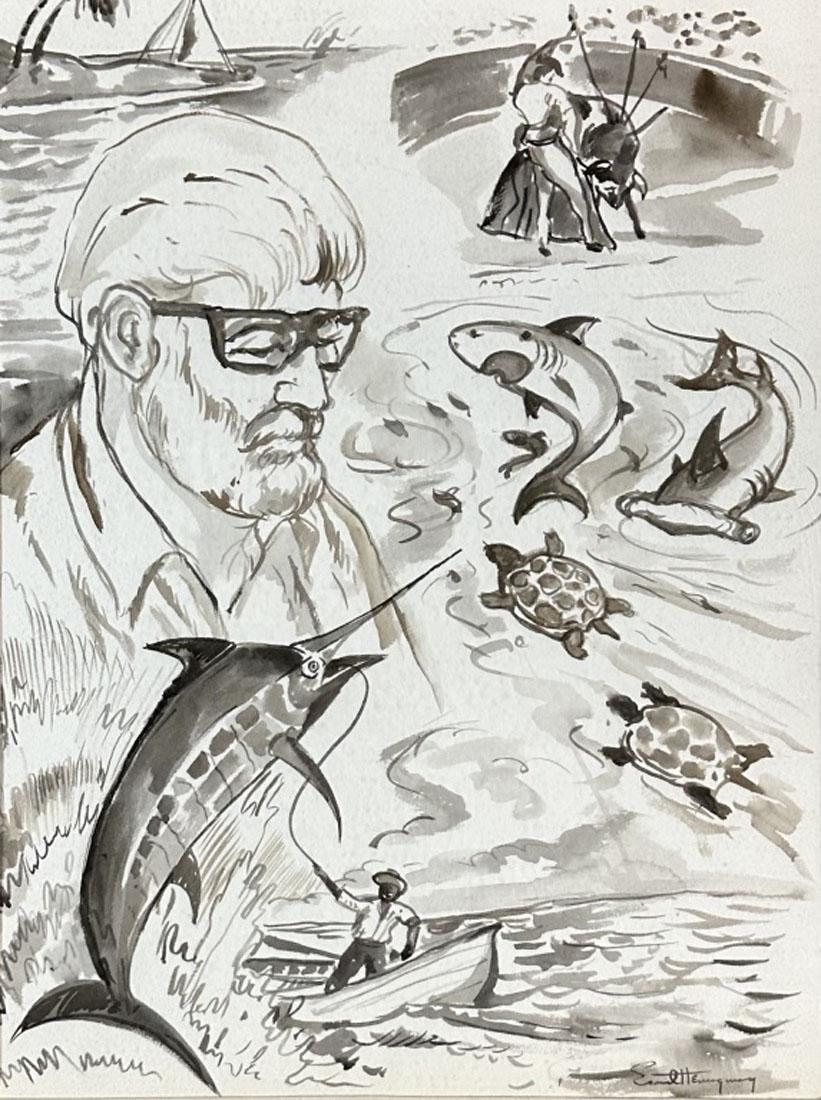 ERNEST HEMINGWAY (1899-1961) MONOCHROMATIC/PAPER (1 of 3)