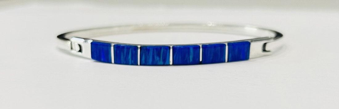 PRECIOUS BLUE FIRE OPAL MEXICAN STERLING BRACELET (1 of 1)